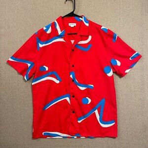 Pacsun Shirt Men's Medium Red Button Up Short Sleeves